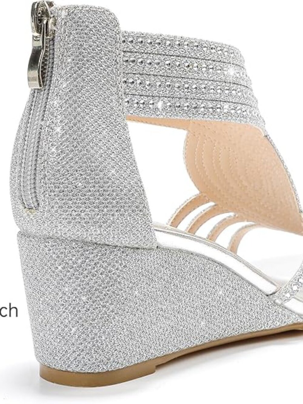Wedge Sandals Sparkly Rhinestone Open Toe Fashion Dressy Sandals Evening Wedding - Picture 5 of 5